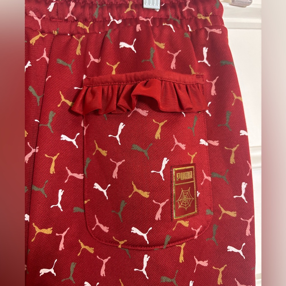 Women’s Puma X Charlotte Olympia Red Gold Sweat pant Joggers Size XS GORGEOUS!
